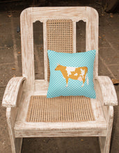 Load image into Gallery viewer, Guernsey Cow Blue Check Fabric Decorative Pillow BB7995PW1818