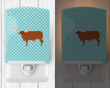 Load image into Gallery viewer, Ankole-Watusu Cow Blue Check Ceramic Night Light BB7997CNL