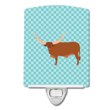 Load image into Gallery viewer, Ankole-Watusu Cow Blue Check Ceramic Night Light BB7997CNL