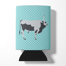 Load image into Gallery viewer, Hungarian Grey Steppe Cow Blue Check Can or Bottle Hugger BB7998CC