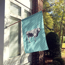 Load image into Gallery viewer, Hungarian Grey Steppe Cow Blue Check Flag Canvas House Size BB7998CHF
