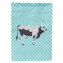 Load image into Gallery viewer, Hungarian Grey Steppe Cow Blue Check Flag Canvas House Size BB7998CHF