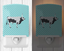 Load image into Gallery viewer, Hungarian Grey Steppe Cow Blue Check Ceramic Night Light BB7998CNL