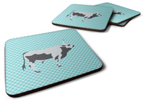 Load image into Gallery viewer, Hungarian Grey Steppe Cow Blue Check Foam Coaster  BB7998FC