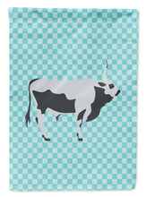 Load image into Gallery viewer, Hungarian Grey Steppe Cow Blue Check Garden Flag - Outdoor Decorative Yard Flag