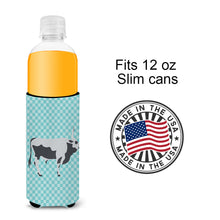 Load image into Gallery viewer, Hungarian Grey Steppe Cow Blue Check   Hugger for slim cans