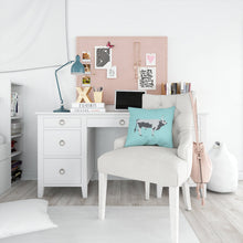 Load image into Gallery viewer, Hungarian Grey Steppe Cow Blue Check Throw Pillow - 14x14 Decorative Pillow – Art for Your Home &amp; Patio BB7998PW1414