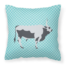 Load image into Gallery viewer, Hungarian Grey Steppe Cow Blue Check Fabric Decorative Pillow BB7998PW1818