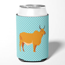 Load image into Gallery viewer, Zebu Indicine Cow Blue Check Can or Bottle Hugger BB7999CC