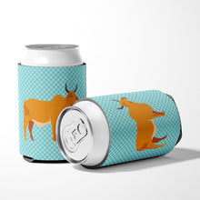 Load image into Gallery viewer, Zebu Indicine Cow Blue Check Can or Bottle Hugger BB7999CC
