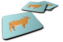Load image into Gallery viewer, Zebu Indicine Cow Blue Check Foam Coaster  BB7999FC