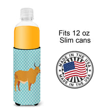 Load image into Gallery viewer, Zebu Indicine Cow Blue Check   Hugger for slim cans