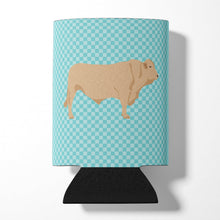 Load image into Gallery viewer, Charolais Cow Blue Check Can or Bottle Hugger BB8000CC