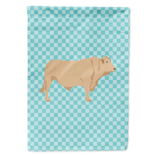Load image into Gallery viewer, Charolais Cow Blue Check Flag Canvas House Size BB8000CHF