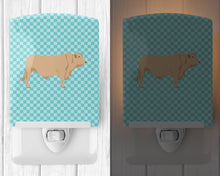 Load image into Gallery viewer, Charolais Cow Blue Check Ceramic Night Light BB8000CNL