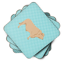 Load image into Gallery viewer, Charolais Cow Blue Check Foam Coaster  BB8000FC