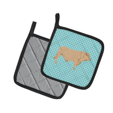 Load image into Gallery viewer, Charolais Cow Blue Check Pot Holders - Set of 2 - Heat-Resistant Kitchen Essentials BB8000PTHD