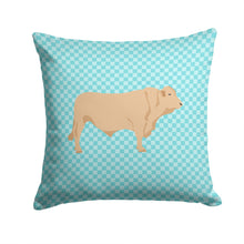 Load image into Gallery viewer, Charolais Cow Blue Check Throw Pillow - 14x14 Decorative Pillow – Art for Your Home &amp; Patio BB8000PW1414