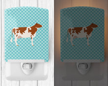 Load image into Gallery viewer, Ayrshire Cow Blue Check Ceramic Night Light BB8001CNL