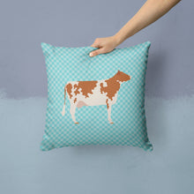 Load image into Gallery viewer, Ayrshire Cow Blue Check Throw Pillow - 14x14 Decorative Pillow – Art for Your Home &amp; Patio BB8001PW1414