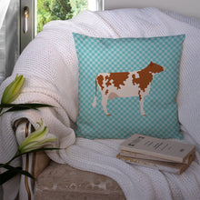 Load image into Gallery viewer, Ayrshire Cow Blue Check Throw Pillow - 14x14 Decorative Pillow – Art for Your Home &amp; Patio BB8001PW1414