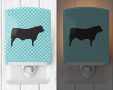 Load image into Gallery viewer, Black Angus Cow Blue Check Ceramic Night Light BB8002CNL