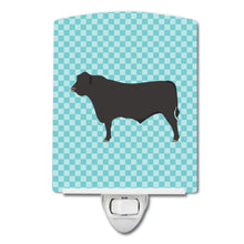 Load image into Gallery viewer, Black Angus Cow Blue Check Ceramic Night Light BB8002CNL