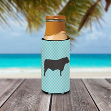 Load image into Gallery viewer, Black Angus Cow Blue Check   Hugger for slim cans