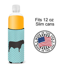 Load image into Gallery viewer, Black Angus Cow Blue Check   Hugger for slim cans