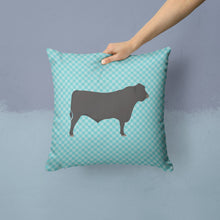 Load image into Gallery viewer, Black Angus Cow Blue Check Throw Pillow - 14x14 Decorative Pillow – Art for Your Home &amp; Patio BB8002PW1414