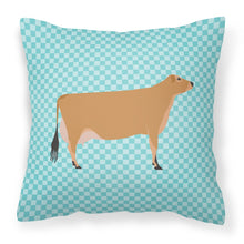 Load image into Gallery viewer, Jersey Cow Blue Check Fabric Decorative Pillow BB8003PW1818