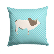 Load image into Gallery viewer, Malvi Cow Blue Check Throw Pillow - 14x14 Decorative Pillow – Art for Your Home &amp; Patio BB8004PW1414