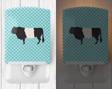 Load image into Gallery viewer, Belted Galloway Cow Blue Check Ceramic Night Light BB8005CNL