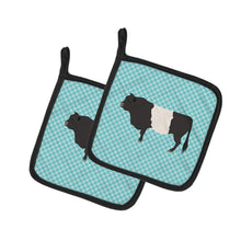 Load image into Gallery viewer, Belted Galloway Cow Blue Check Pot Holders - Set of 2 - Heat-Resistant Kitchen Essentials BB8005PTHD