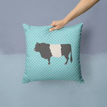 Load image into Gallery viewer, Belted Galloway Cow Blue Check Throw Pillow - 14x14 Decorative Pillow – Art for Your Home &amp; Patio BB8005PW1414