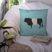 Load image into Gallery viewer, Belted Galloway Cow Blue Check Throw Pillow - 14x14 Decorative Pillow – Art for Your Home &amp; Patio BB8005PW1414