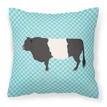 Load image into Gallery viewer, Belted Galloway Cow Blue Check Fabric Decorative Pillow BB8005PW1818