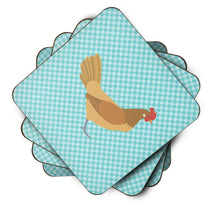 Load image into Gallery viewer, Frisian Friesian Chicken Blue Check Foam Coaster  BB8006FC
