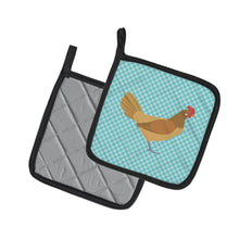 Load image into Gallery viewer, Frisian Friesian Chicken Blue Check Pot Holders - Set of 2 - Heat-Resistant Kitchen Essentials BB8006PTHD