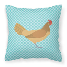 Load image into Gallery viewer, Frisian Friesian Chicken Blue Check Fabric Decorative Pillow BB8006PW1818
