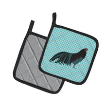 Load image into Gallery viewer, Sumatra Chicken Blue Check Pot Holders - Set of 2 - Heat-Resistant Kitchen Essentials BB8007PTHD