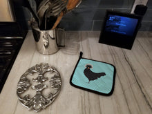 Load image into Gallery viewer, Polish Poland Chicken Blue Check Pot Holders - Set of 2 - Heat-Resistant Kitchen Essentials BB8008PTHD