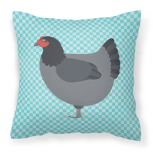 Load image into Gallery viewer, Jersey Giant Chicken Blue Check Fabric Decorative Pillow BB8009PW1818