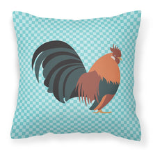 Load image into Gallery viewer, Dutch Bantam Chicken Blue Check Fabric Decorative Pillow BB8010PW1818
