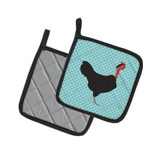 Load image into Gallery viewer, Naked Neck Chicken Blue Check Pot Holders - Set of 2 - Heat-Resistant Kitchen Essentials BB8013PTHD
