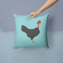Load image into Gallery viewer, Naked Neck Chicken Blue Check Throw Pillow - 14x14 Decorative Pillow – Art for Your Home &amp; Patio BB8013PW1414