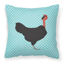 Load image into Gallery viewer, Naked Neck Chicken Blue Check Fabric Decorative Pillow BB8013PW1818