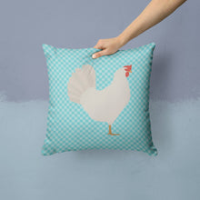Load image into Gallery viewer, Leghorn Chicken Blue Check Throw Pillow - 14x14 Decorative Pillow – Art for Your Home &amp; Patio BB8014PW1414