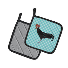 Load image into Gallery viewer, Minorca Ctalalan Chicken Blue Check Pot Holders - Set of 2 - Heat-Resistant Kitchen Essentials BB8015PTHD
