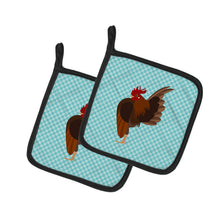 Load image into Gallery viewer, Malaysian Serama Chicken Blue Check Pot Holders - Set of 2 - Heat-Resistant Kitchen Essentials BB8016PTHD